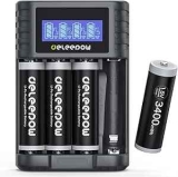 Deleepow AA Rechargeable Batteries 4-Pack w/ Charger