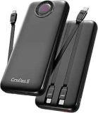 GrnOas.E 10,000mAh 22.5W Power Bank with Built-In Cables