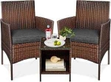 Best Choice Products 3-Piece Outdoor Wicker Conversation Bistro Set