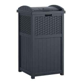 Suncast 33-Gallon Resin Outdoor Hideaway Patio Trash Can