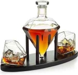 The Wine Savant Diamond Whiskey Decanter w/ 2 Glasses