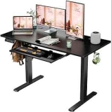 48″ Motorized Standing Desk with Pull Out Keyboard Tray