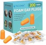Ticonn Foam Ear Plugs 200-Pair Pack