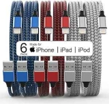 6-Pack iPhone Charger Nylon Braided Lightning Cable