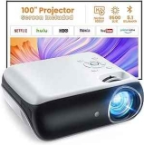 1080p Bluetooth Projector w/ 100″ Screen