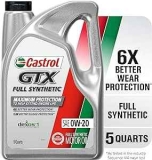 Castrol GTX Full Synthetic 0W-20 Motor Oil 5-Quart Jug