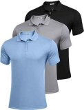Pinspark Men’s Quick Dry Golf Polo Shirts 3-Pack