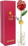 Icreer 24k Gold Dipped Real Rose with Stand
