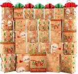 Kidtion 30-Count Christmas Gift Bags w/ Tissue Paper