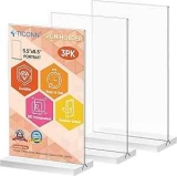 Ticonn 5.5″ x 8.5″ Acrylic Sign Holder 3-Pack