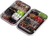 BassDash 64-Piece Assorted Fishing Flies Kit