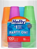 100-Count Hefty Party On Disposable Plastic Cups Assorted 16oz $7.01