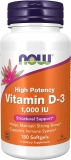 180-Count NOW Supplements, Vitamin D-3 1,000 IU, Softgels $3.06