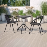 Flash Furniture 23.75-in Round Glass Metal Table w/2 Chairs $83.99