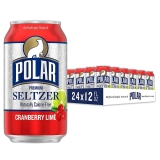 24-Pack Polar Seltzer Water Cranberry Lime 12oz Can $6.62