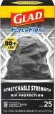 25-Ct Glad Large Drawstring Trash Bags, ForceFlex 30 Gallon $7.28