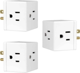 3-Pk GE 3-Outlet Extender Wall Tap Cube Adapter, Grounded, 3-Prong $7.25