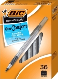 36-Ct BIC Round Stic Grip Xtra Comfort Black Ballpoint Pens $4.65