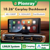 Pionray 10.26 inch Dash Cam 4K Car DVR Wireless Carplay