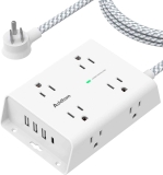 Addtam Surge Protector Power Strip 8 Widely Outlets w/4 Ports $15.29