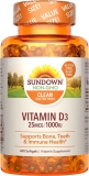 400 Count Sundown Vitamin D3 for Immune Support 25mcg $5.34