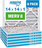 6-Pack Aerostar 14x14x1 MERV 8 Pleated AC Furnace Air Filter $28.69