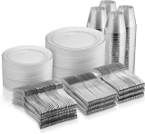 600-Piece Munfix Disposable Silver Dinnerware Set $79.99