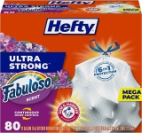 80-Ct Hefty Ultra Strong Tall Kitchen Trash Bags 13 Gallon $11.22