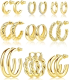 Adoyi 9 Pairs Gold Hoop Earrings Set for Women $8.09