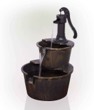 Alpine Corporation 27-in Tall 2-Tier Barrel and Pump Fountain $56.58