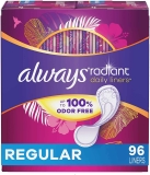 Always Radiant Daily Feminine Panty Liners 96 Count $7.57