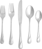 Amazon Basics 20-Piece Stainless Steel Modern Finish Flatware Set $10.20