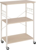 Amazon Basics 3-Tier Kitchen Microwave Utility Cart, 6 Hooks $43.52