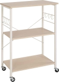 Amazon Basics 3-Tier Kitchen Microwave Utility Cart, 6 Hooks $43.52