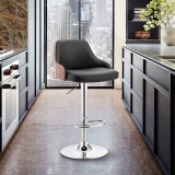 Armen Living Asher Adjustable Black Faux Leather Bar Stool $82.90