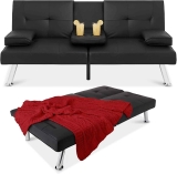 BCP Faux Leather Upholstered Modern Folding Futon Sofa Bed $199.99