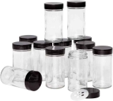 12-Pk Kamenstein Reusable Clear Glass Empty Jars w/Black Cap, 3-Oz $15.38