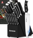Astercook 15 Pieces Knife Sets for Kitchen w/Block $49.99