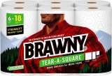Brawny Tear-A-Square Paper Towels 6 Triple Rolls $13.65
