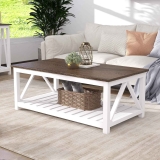 ChooChoo Farmhouse Coffee Table with Shelf $135.99