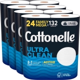Cottonelle Ultra Clean Toilet Paper 24 Family Mega Rolls $20.69