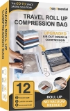 Cozy Essential 12 Travel Compression Bags Vacuum Packing $12.79