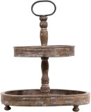 Creative Co-Op Distressed Brown Wood Metal Handle Two-Tier Tray $35.57