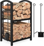 Mr IRONSTONE Firewood Rack w/Fireplace Tools Set $29.99