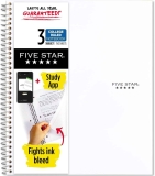 Five Star Spiral Notebook + Study App 3-Subject 150-Sheets $4.78