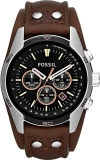 Fossil Mens Coachman Stainless Steel and Leather Cuff Quartz Watch $81.17