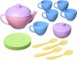 Green Toys Tea Set Pink CB 17 Piece Pretend Play $10.41
