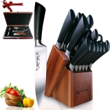 Hoablorn 15-Pcs Germany Stainless Steel Classic Knife Block Set $54.33