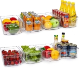 Hoojo Refrigerator Organizer 8pcs Clear Plastic Bins $19.99