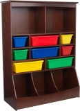 KidKraft Wooden Wall Storage Unit with 8 Plastic Bins $86.99